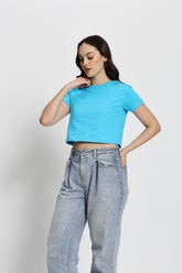 Regular Fit Crop Top (Sky Blue)