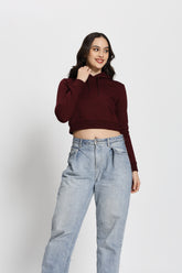 Regular Fit Crop Hoodie (Maroon)