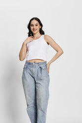 Regular Fit Crop Tank Top (White)
