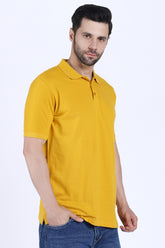 Regular Fit Half Sleeve Polo T-Shirt (Mustard Yellow)
