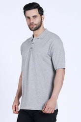 Regular Fit Half Sleeve Polo T-Shirt (Grey Melange)