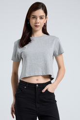 Regular Fit Crop Top (Grey Melange)