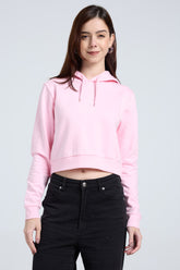 Regular Fit Crop Hoodie (Light Baby Pink)