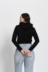 Regular Fit Crop Hoodie (Black)