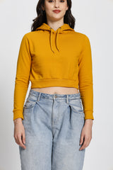 Regular Fit Crop Hoodie (Mustard Yellow)