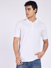 Regular Fit Half Sleeve Polo T-Shirt (White)
