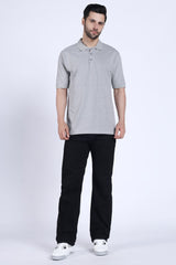 Regular Fit Half Sleeve Polo T-Shirt (Grey Melange)