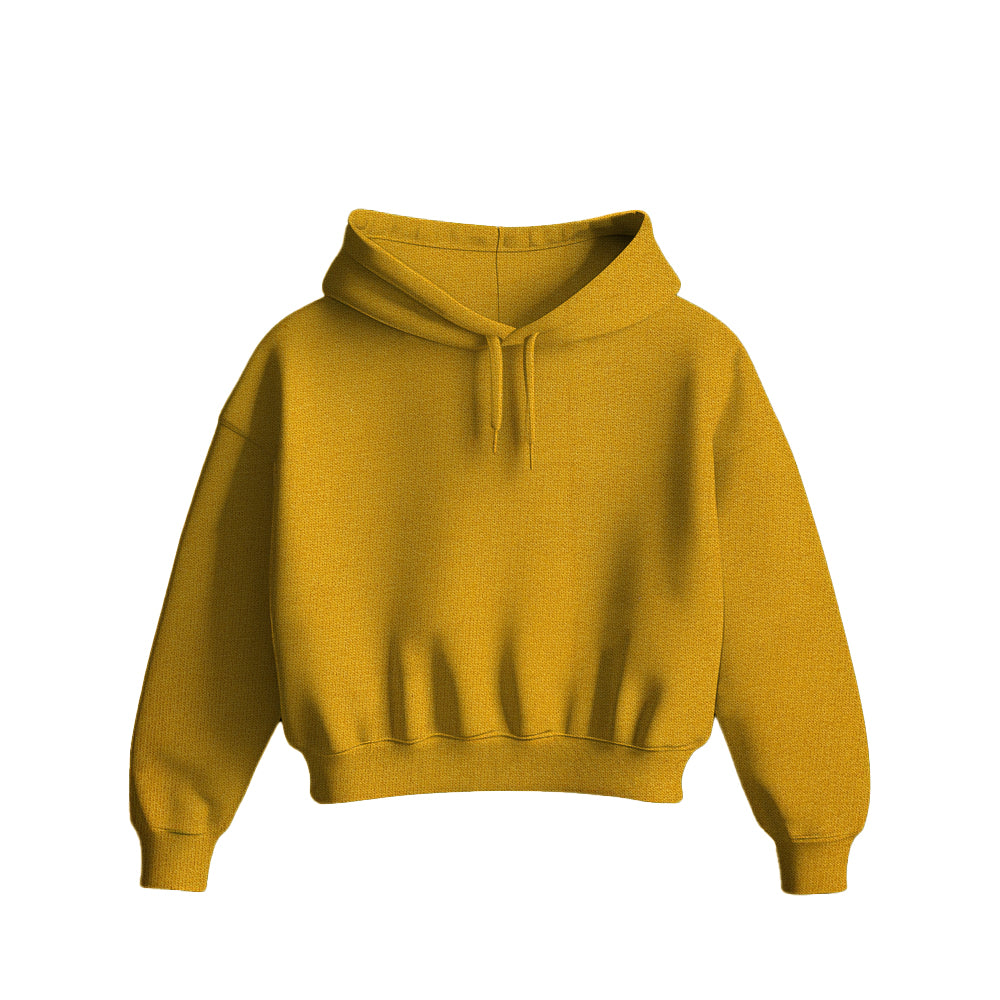 Regular Fit Crop Hoodie (Mustard Yellow)