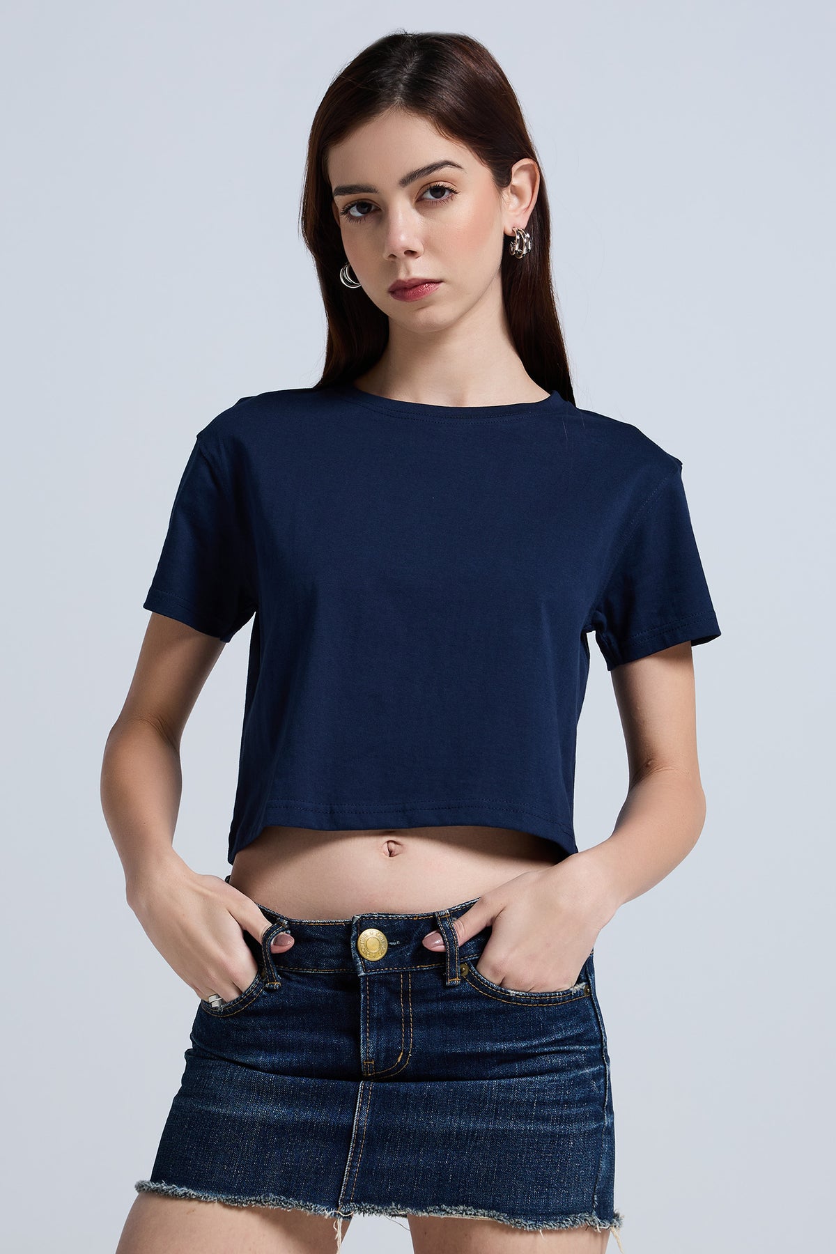 Regular Fit Crop Top (Navy Blue)