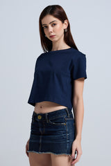 Regular Fit Crop Top (Navy Blue)