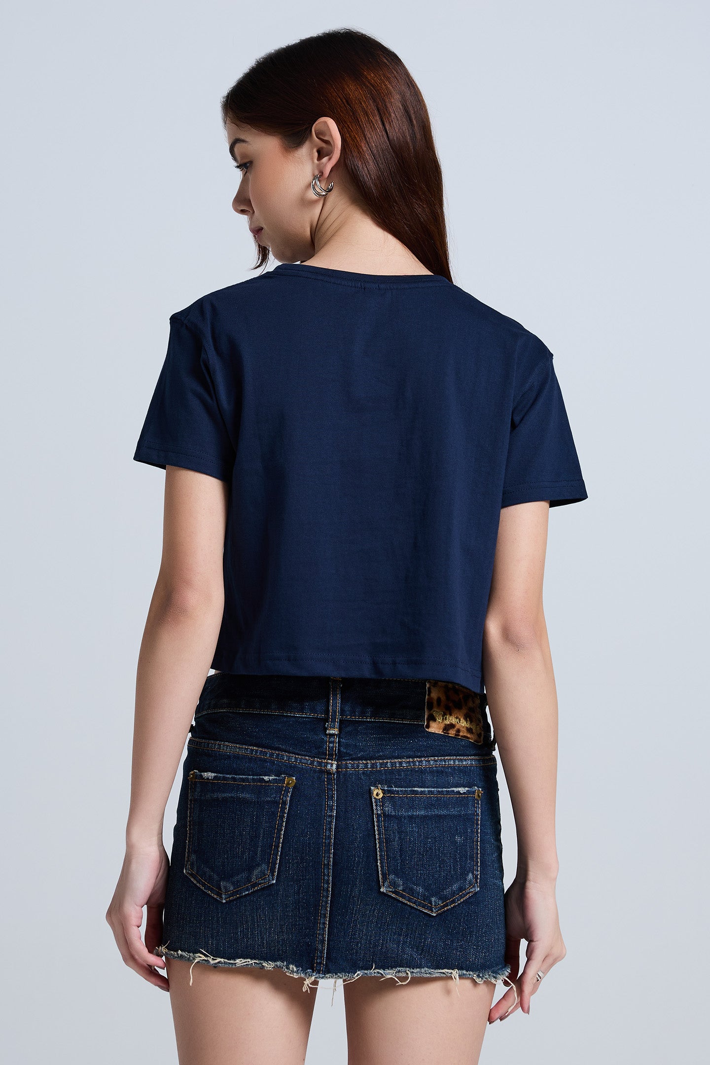 Regular Fit Crop Top (Navy Blue)