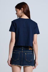 Regular Fit Crop Top (Navy Blue)