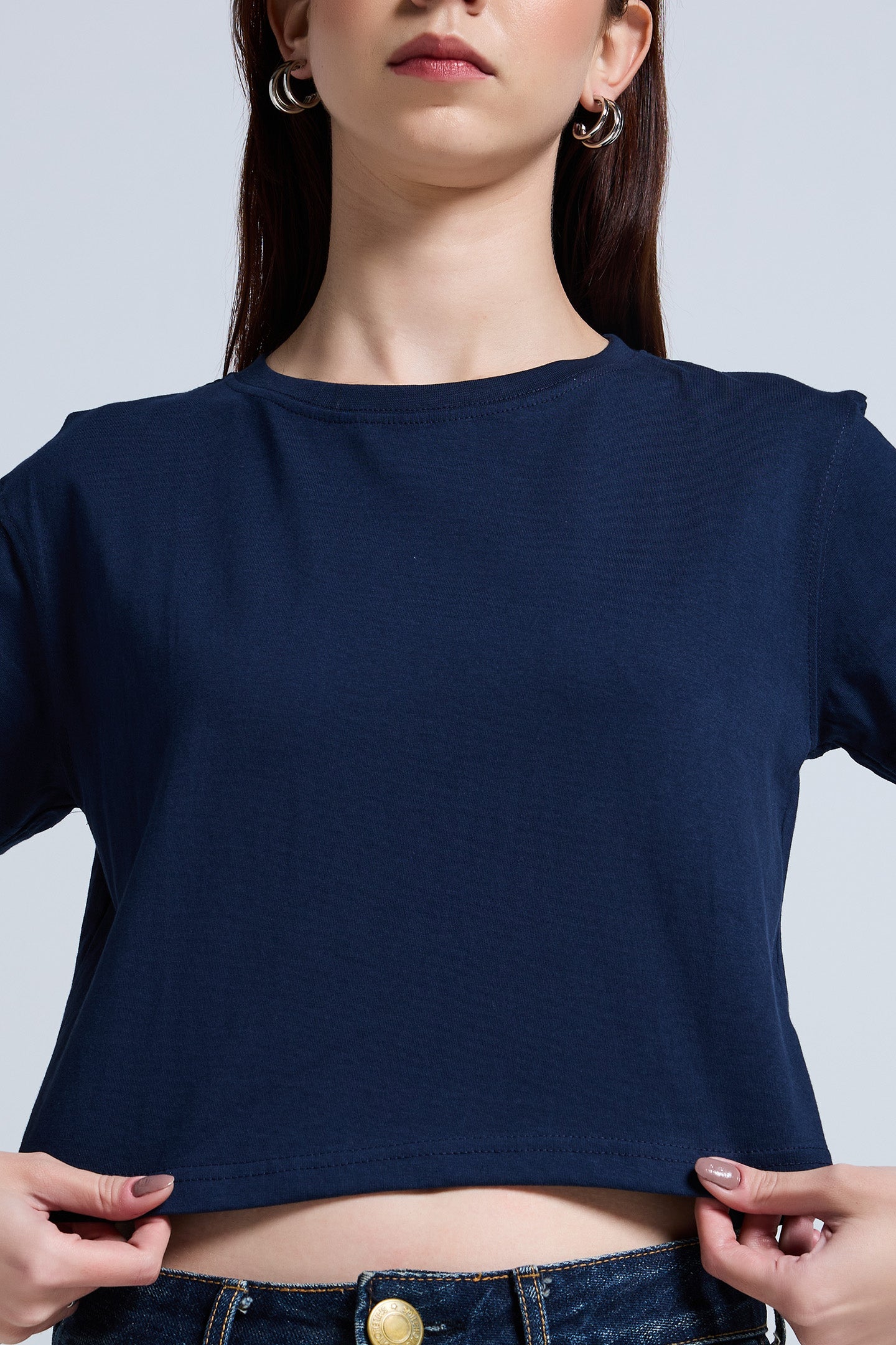 Regular Fit Crop Top (Navy Blue)